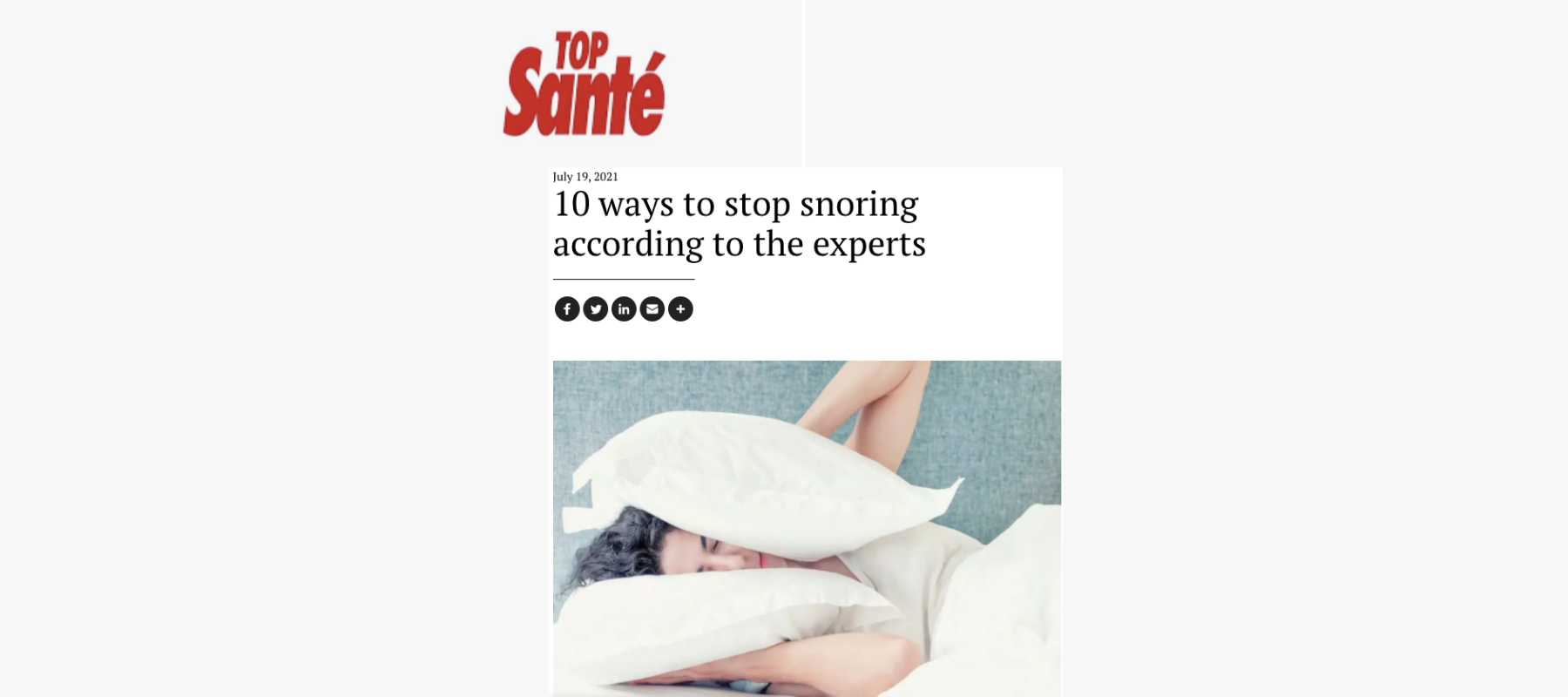 Top Sante - Somnilase: 10 ways to stop snoring according to the experts